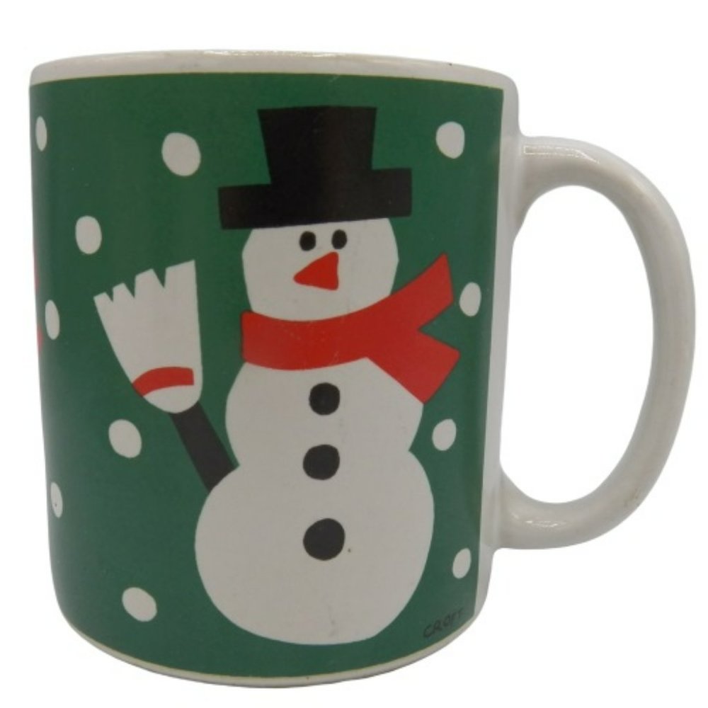 Snowman Coffee Mug Westwood Hayward California Croft Christmas Green White 1991